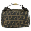 FENDI Zucca Canvas Hand Bag Black Brown Auth bs32586-2
