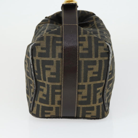 FENDI Zucca Canvas Hand Bag Black Brown Auth bs32586