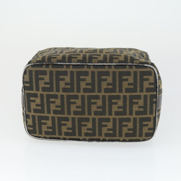 FENDI Zucca Canvas Hand Bag Black Brown Auth bs32586