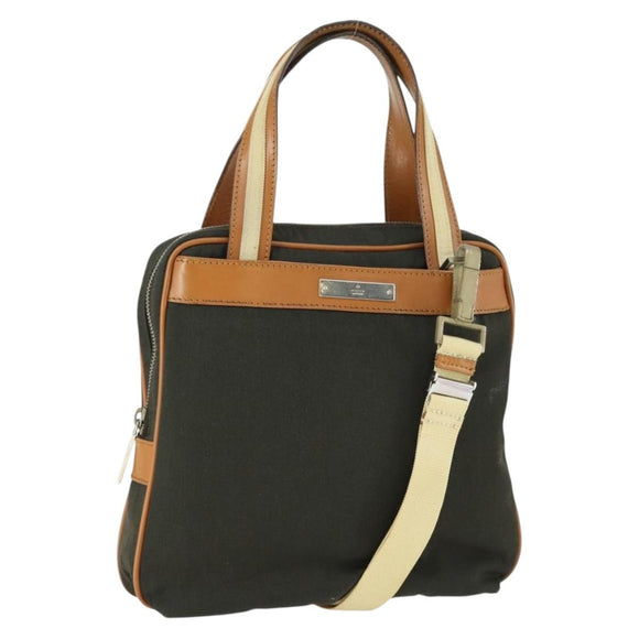GUCCI Hand Bag Canvas 2way Khaki Gold 019 0535 Auth bs32587
