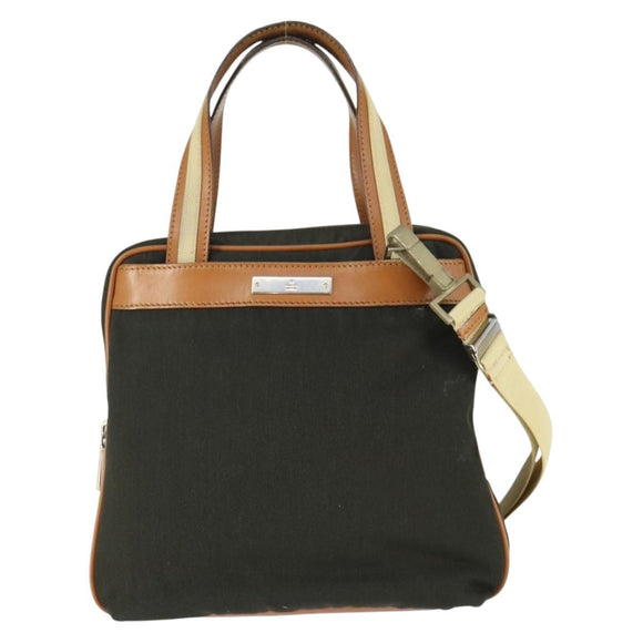 GUCCI Hand Bag Canvas 2way Khaki Gold 019 0535 Auth bs32587