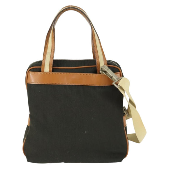 GUCCI Hand Bag Canvas 2way Khaki Gold 019 0535 Auth bs32587