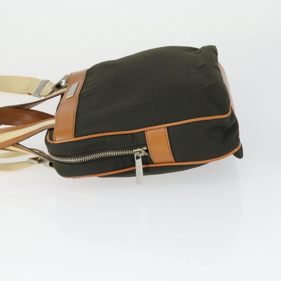 GUCCI Hand Bag Canvas 2way Khaki Gold 019 0535 Auth bs32587