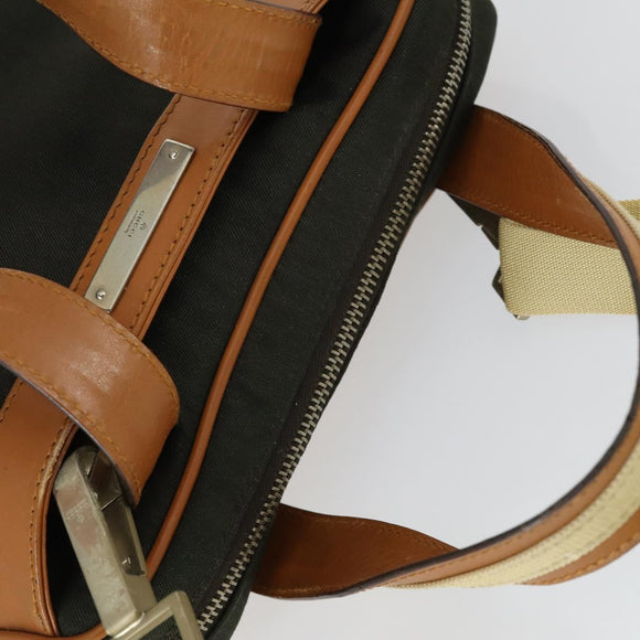 GUCCI Hand Bag Canvas 2way Khaki Gold 019 0535 Auth bs32587