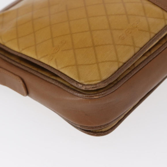 GIVENCHY Shoulder Bag PVC Canvas Beige Gold Auth bs32588