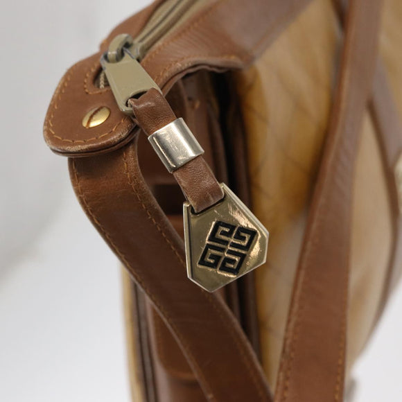 GIVENCHY Shoulder Bag PVC Canvas Beige Gold Auth bs32588