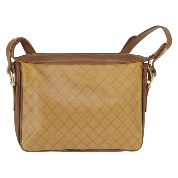 GIVENCHY Shoulder Bag PVC Canvas Beige Gold Auth bs32588