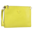 VERSACE Clutch Bag Leather Yellow Gold Auth bs32589-1