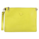 VERSACE Clutch Bag Leather Yellow Gold Auth bs32589-13