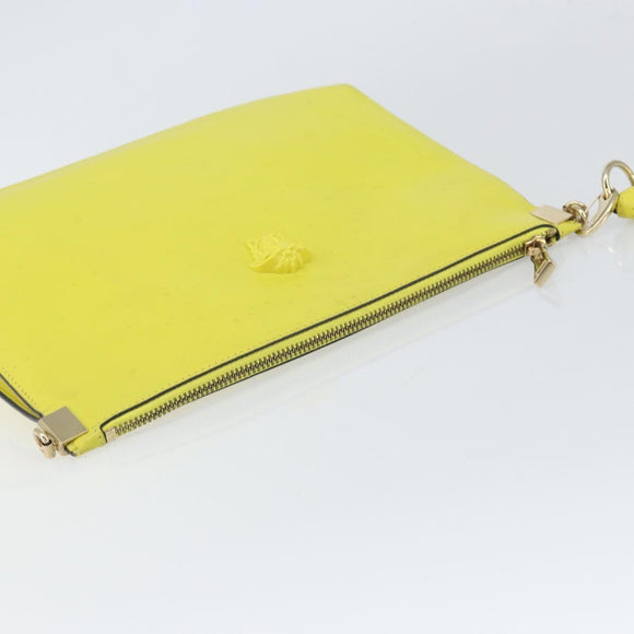 VERSACE Clutch Bag Leather Yellow Gold Auth bs32589
