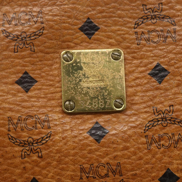 MCM Logogram Vicetos Clutch Bag PVC Leather Brown Gold Auth bs32590