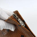 MCM Logogram Vicetos Clutch Bag PVC Leather Brown Gold Auth bs32590-8