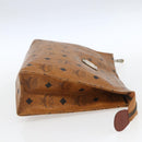 MCM Logogram Vicetos Clutch Bag PVC Leather Brown Gold Auth bs32590-4