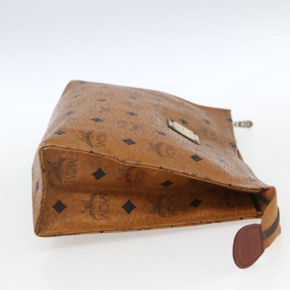 MCM Logogram Vicetos Clutch Bag PVC Leather Brown Gold Auth bs32590