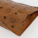 MCM Logogram Vicetos Clutch Bag PVC Leather Brown Gold Auth bs32590-7