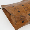 MCM Logogram Vicetos Clutch Bag PVC Leather Brown Gold Auth bs32590-14