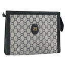 GUCCI GG Plus Supreme Clutch Bag PVC Navy Gold Auth bs32591-1