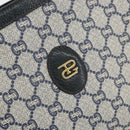 GUCCI GG Plus Supreme Clutch Bag PVC Navy Gold Auth bs32591-17