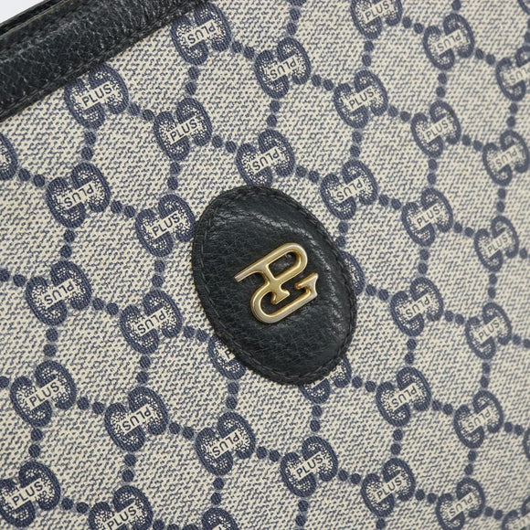 GUCCI GG Plus Supreme Clutch Bag PVC Navy Gold Auth bs32591