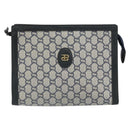 GUCCI GG Plus Supreme Clutch Bag PVC Navy Gold Auth bs32591-13