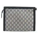 GUCCI GG Plus Supreme Clutch Bag PVC Navy Gold Auth bs32591-2