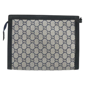 GUCCI GG Plus Supreme Clutch Bag PVC Navy Gold Auth bs32591 - 0