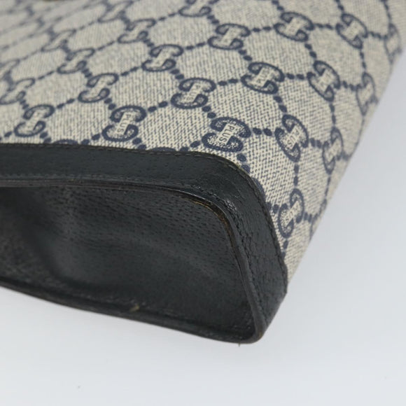 GUCCI GG Plus Supreme Clutch Bag PVC Navy Gold Auth bs32591