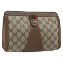 GUCCI GG Supreme Web Sherry Line Bag PVC Beige Gold 89 01 032 Auth bs32593-1