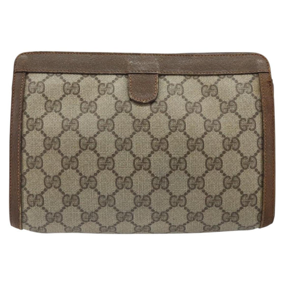GUCCI GG Supreme Web Sherry Line Bag PVC Beige Gold 89 01 032 Auth bs32593