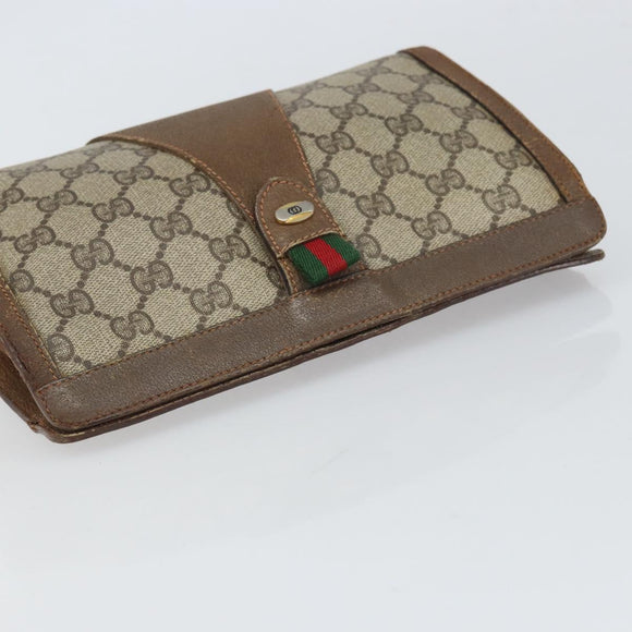 GUCCI GG Supreme Web Sherry Line Bag PVC Beige Gold 89 01 032 Auth bs32593