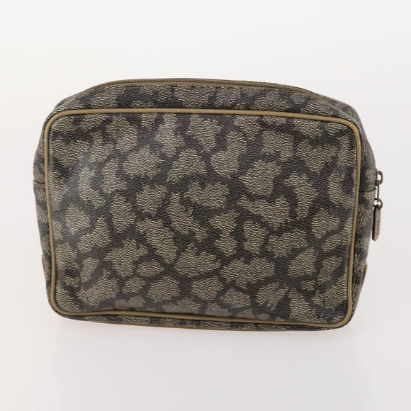 SAINT LAURENT Clutch Bag PVC Leather Coated Canvas 3 Set Beige Auth bs32596