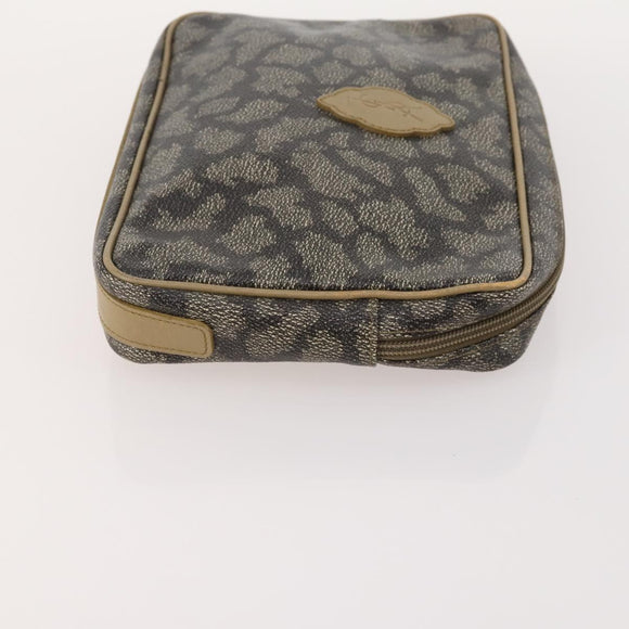 SAINT LAURENT Clutch Bag PVC Leather Coated Canvas 3 Set Beige Auth bs32596