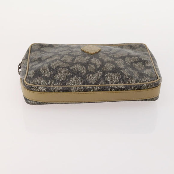 SAINT LAURENT Clutch Bag PVC Leather Coated Canvas 3 Set Beige Auth bs32596