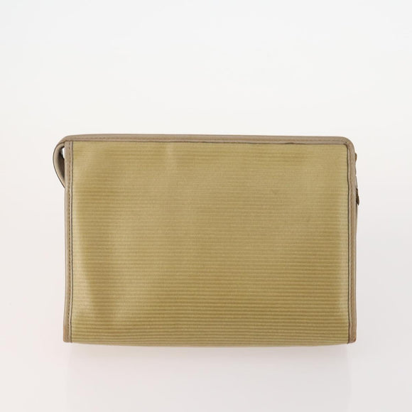 SAINT LAURENT Clutch Bag PVC Leather Coated Canvas 3 Set Beige Auth bs32596