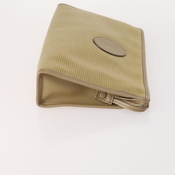 SAINT LAURENT Clutch Bag PVC Leather Coated Canvas 3 Set Beige Auth bs32596