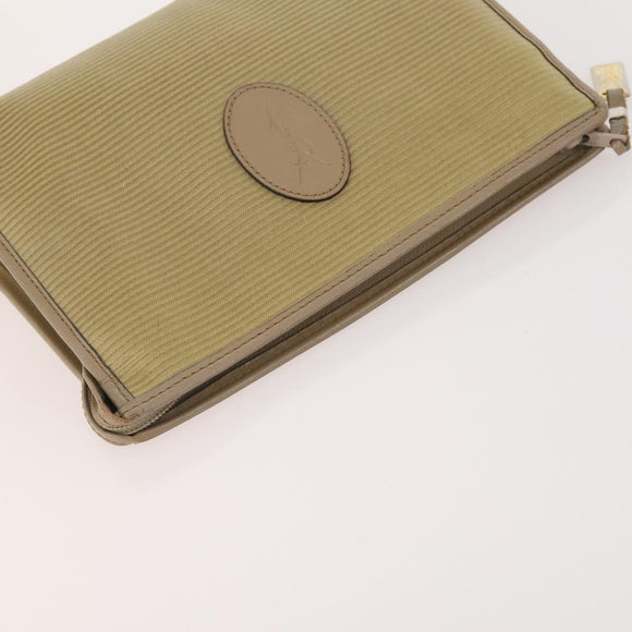 SAINT LAURENT Clutch Bag PVC Leather Coated Canvas 3 Set Beige Auth bs32596