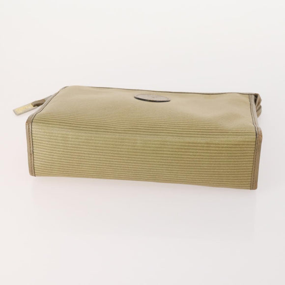 SAINT LAURENT Clutch Bag PVC Leather Coated Canvas 3 Set Beige Auth bs32596