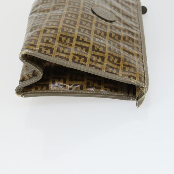 FENDI Zucca Canvas Zucchino Canvas Hand Bag PVC 2 Set Black Brown Auth bs32597