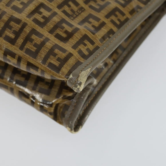 FENDI Zucca Canvas Zucchino Canvas Hand Bag PVC 2 Set Black Brown Auth bs32597
