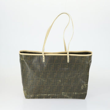 FENDI Zucca Canvas Zucchino Canvas Hand Bag PVC 2 Set Black Brown Auth bs32597 - 0