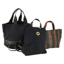 FENDI Celine Hand Bag Nylon 3 Set Black Brown Auth bs32598-1