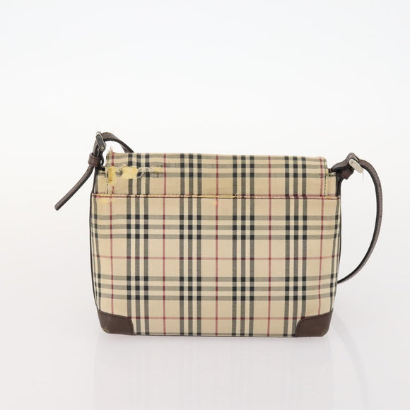 BURBERRY Nova Check Blue Label Hand Bag Nylon 2 Set Beige Auth bs32603