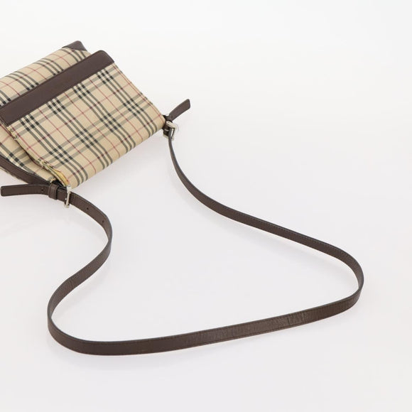 BURBERRY Nova Check Blue Label Hand Bag Nylon 2 Set Beige Auth bs32603
