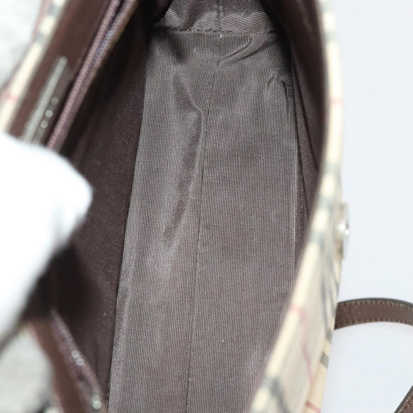 BURBERRY Nova Check Blue Label Hand Bag Nylon 2 Set Beige Auth bs32603
