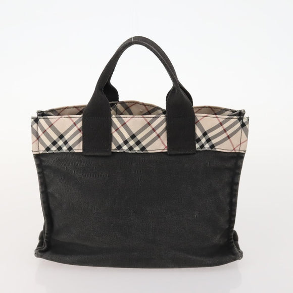 BURBERRY Nova Check Blue Label Hand Bag Nylon 2 Set Beige Auth bs32603