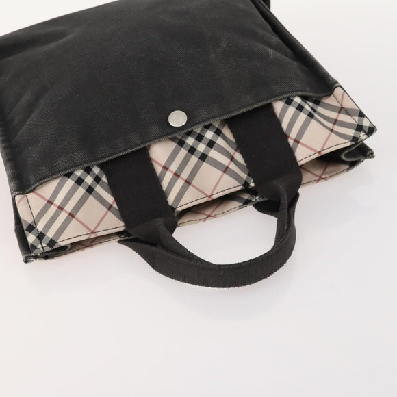 BURBERRY Nova Check Blue Label Hand Bag Nylon 2 Set Beige Auth bs32603