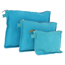 HERMES Bora Bora Pouch Canvas 3 Set Light Blue Auth bs32604