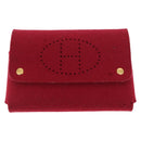 HERMES Clutch Bag Cotton Leather 2 Set Red Blue Auth bs32605-2