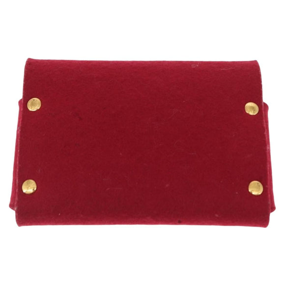 HERMES Clutch Bag Cotton Leather 2 Set Red Blue Auth bs32605