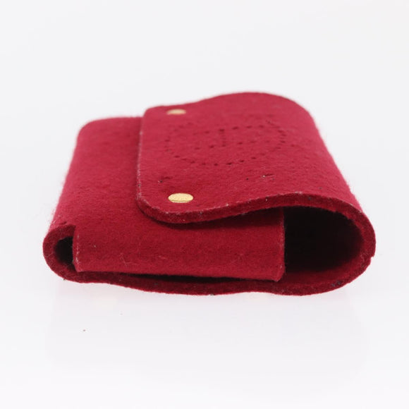 HERMES Clutch Bag Cotton Leather 2 Set Red Blue Auth bs32605